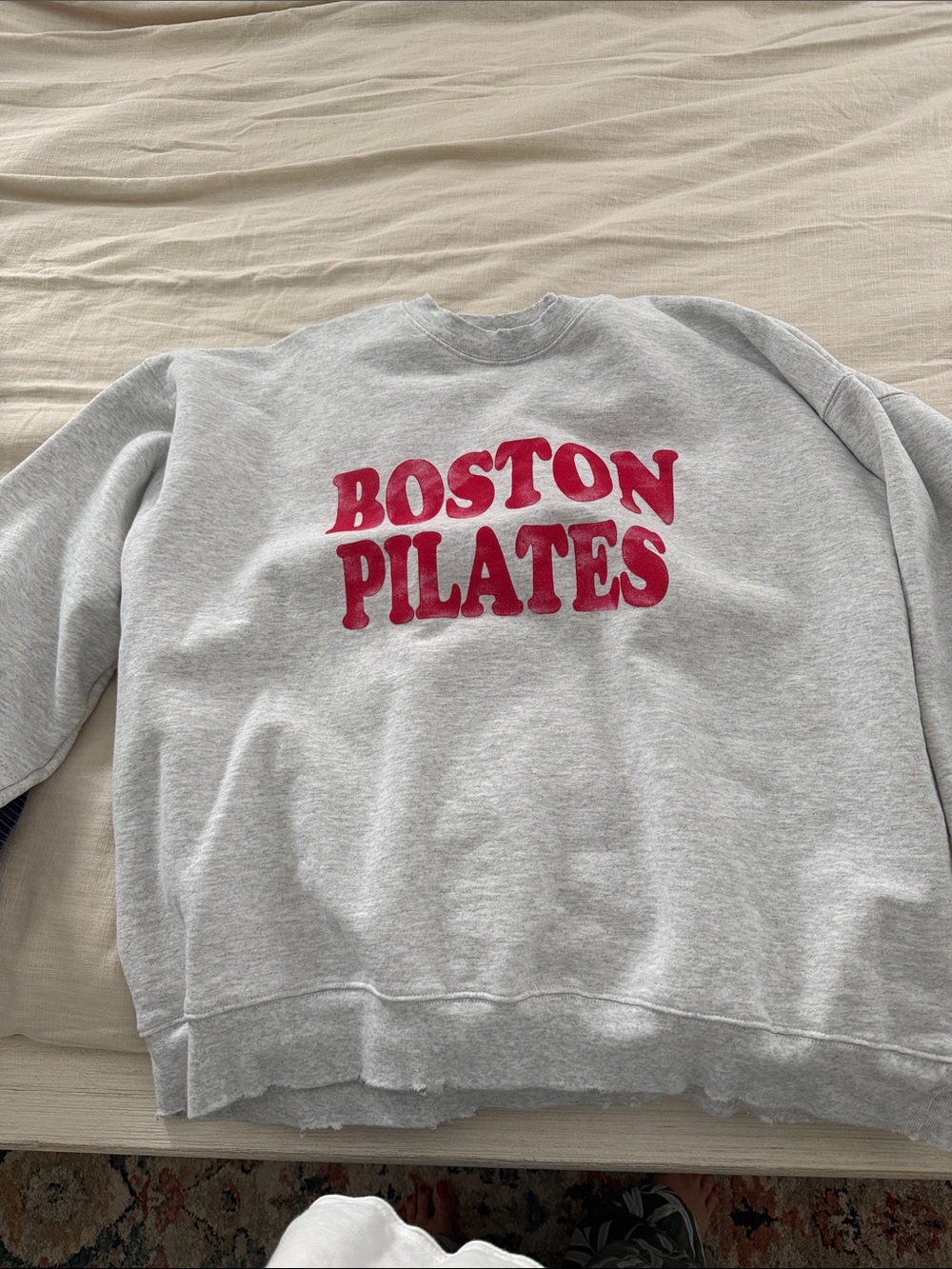 Boston Pilates Gray Sweatshirt with Pink Logo